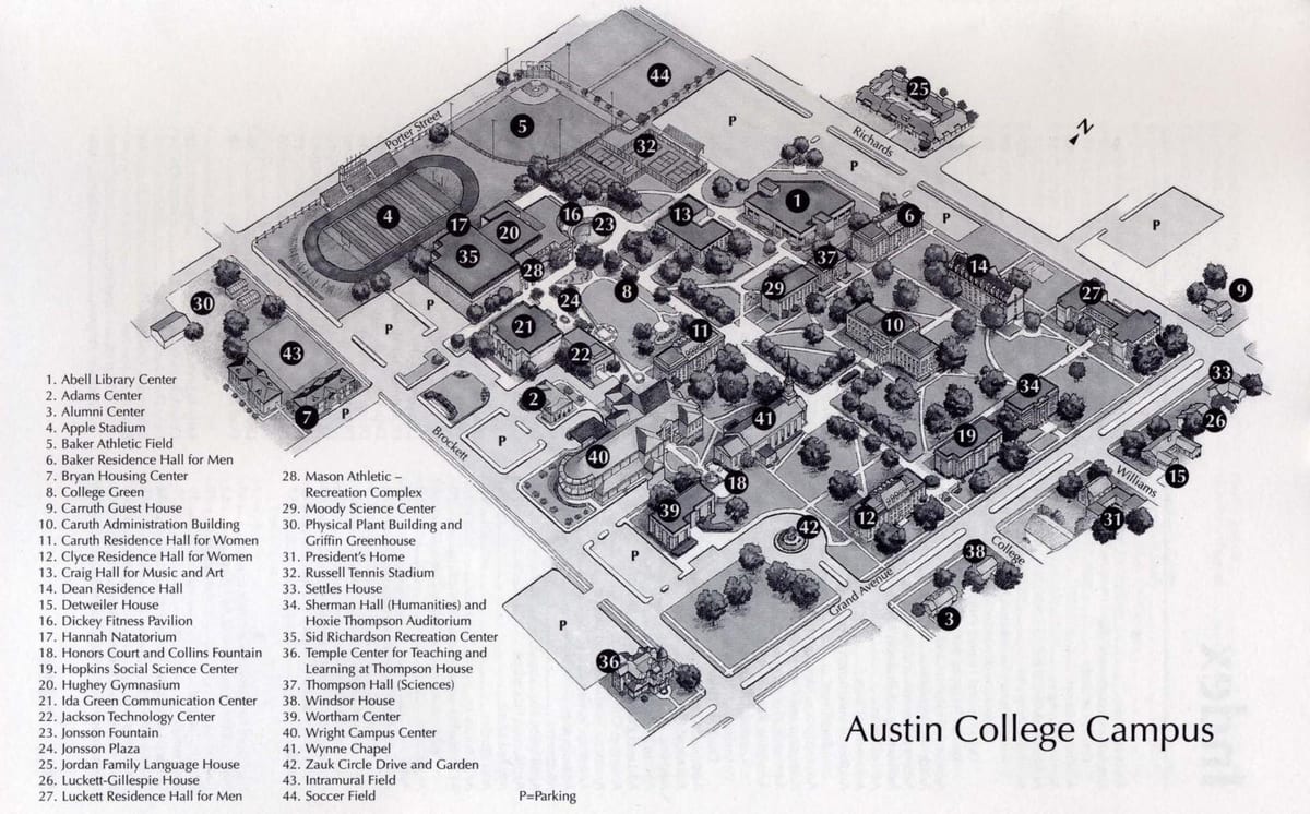 Austin college campus mapu