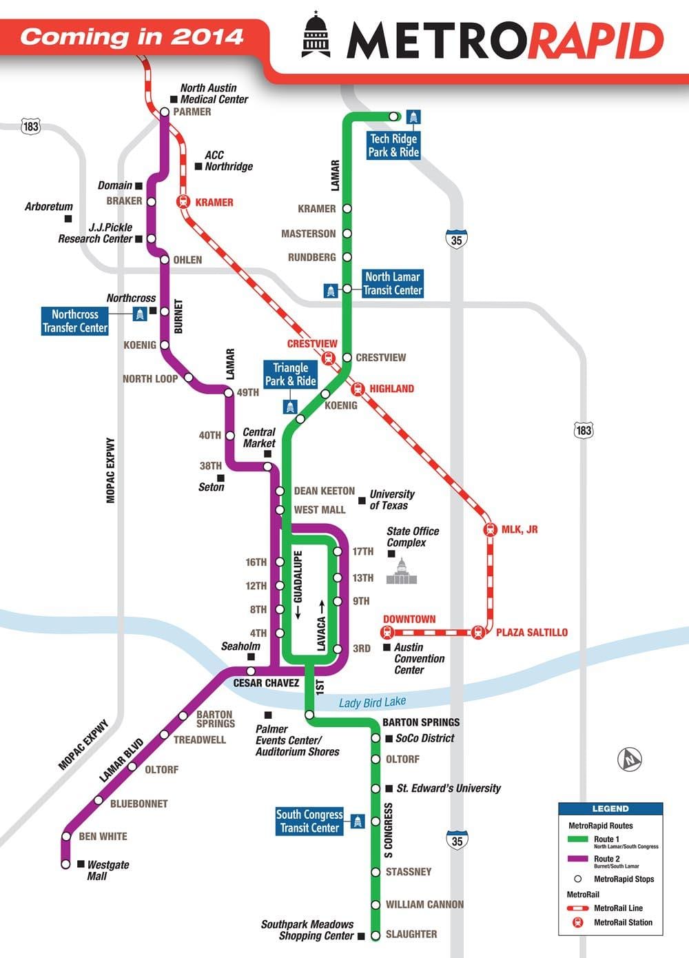 metro rail Austin mapu