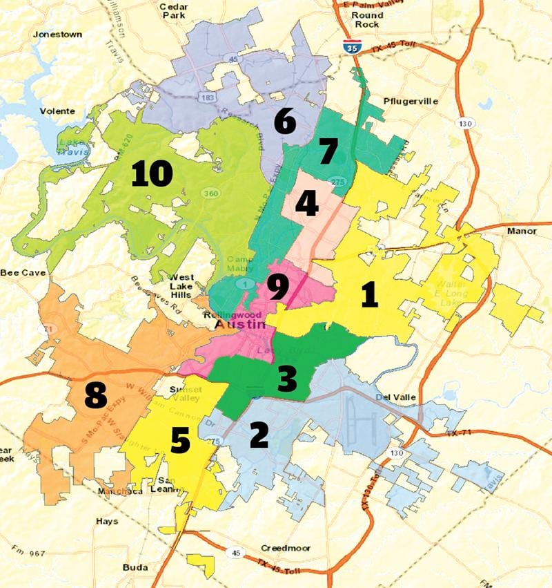 Austin, texas, okres mapu