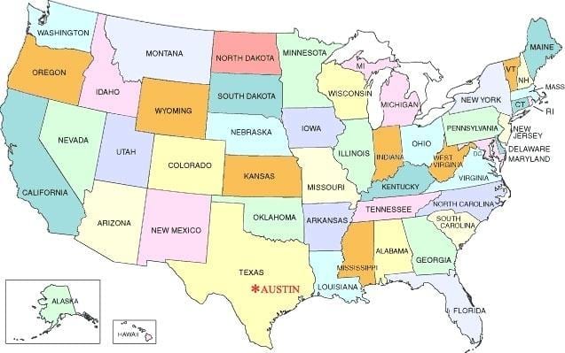 Austin v usa mapu