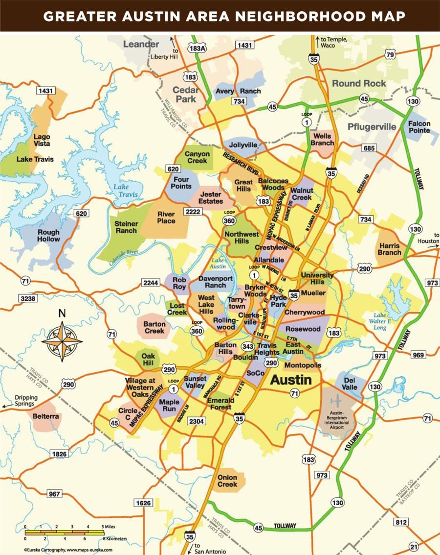 mapu Austin Tx oblasti